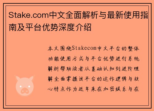 Stake.com中文全面解析与最新使用指南及平台优势深度介绍 Stake.com中文全面解析与最新使用指南及平台优势深度介绍